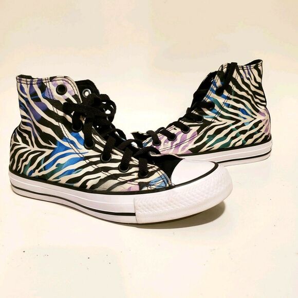 CONVERSE All Star Chuck Taylor Womens Zebra Print High Top Sneakers 6 M - Picture 2 of 10